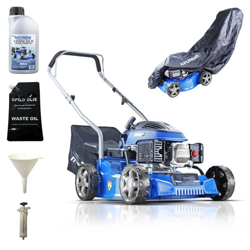 Hyundai 16" 40cm Cut Lightweight Petrol Push Lawnmower And Extras