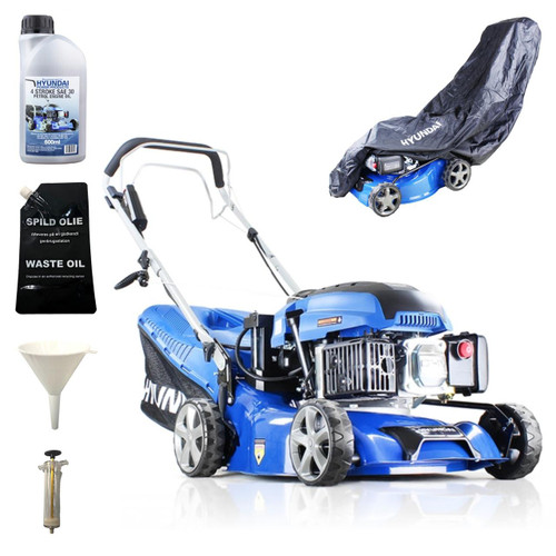 Hyundai 139cc 17" 43cm Electric Start Self Propelled Petrol Lawnmower And Extras