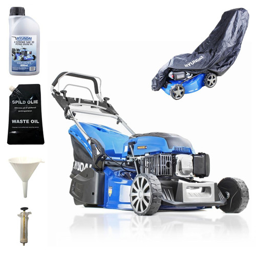Hyundai 19" 48cm / 480mm Self Propelled 139cc Petrol Roller Lawnmower And Extras