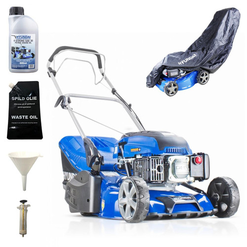 Hyundai 196cc 43cm Cut 17" Self Propelled Petrol Lawnmower And Extras