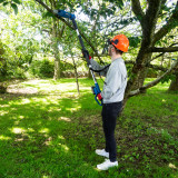 Cutting a branch with the Hyundai long reach pole saw