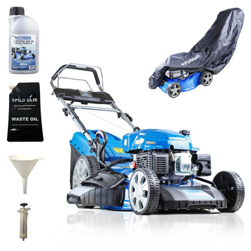 Hyundai 21"/53cm 530mm 224cc Electric-Start Self-Propelled Petrol Lawnmower And Extras