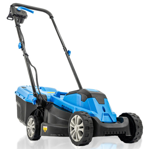 Hyundai 33cm 1300W Electric Lawn Mower, 11m Detachable Power Cable, 3 Heights & 30L Collection Bag | HYM3313E